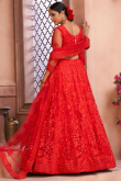 Lehenga for Wedding Wear in Net Red with Beads embroidery