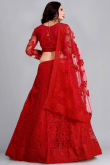 Red Traditional Net Lehenga for Party 