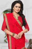 Red Silk Saree With Net Blouse