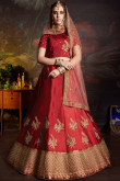 Red Satin Lehenga with Satin Choli