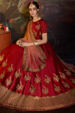 Red Satin Lehenga with Satin Choli