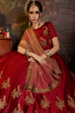 Red Satin Lehenga with Satin Choli