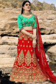 Red Satin Lehenga for Wedding Wear with Stone embroidery