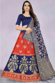 Red Silk A Line Woven Zari Lehenga