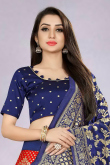 Red Silk A Line Woven Zari Lehenga