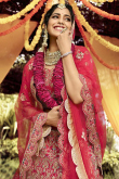 Red Silk Embroidered Bridal Lehenga Choli