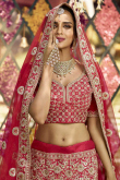 Red Silk Embroidered Designer Bridal Lehenga