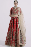Red Silk Viscose Embroidered Lehenga