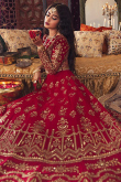 Red Silk Viscose Embroidered Lehenga