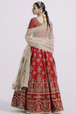 Red Silk Viscose Embroidered Lehenga