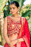 Red Silk Woven Zari Bridal Lehenga 