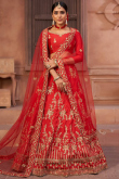 Red Taffeta Silk A Line Lehenga