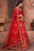 Red Taffeta Silk A Line Lehenga