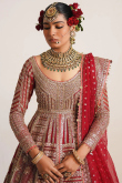 Bridal Wear Dori Embroidered Lehenga in Taffeta Silk Red