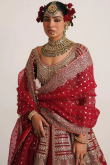 Bridal Wear Dori Embroidered Lehenga in Taffeta Silk Red