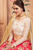 Red Taffeta Silk Floral Lehenga