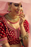 Red Velvet Embroidered Bridal Wear Lehenga blouse
