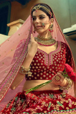 Red Velvet Embroidered Bridal Wear Lehenga blouse
