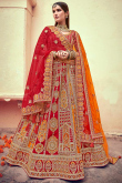 Red Silk Embroidered Lehenga blouse