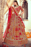 Red Silk Embroidered Lehenga blouse