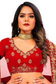 Lehenga in Red Velvet for Wedding Wear with Dori embroidery