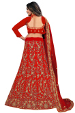 Lehenga in Red Velvet for Wedding Wear with Dori embroidery