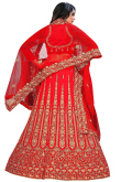 Velvet Lehenga in Red colour with Zari Embroidery for Party 
