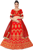 Red Zari Embroidered Silk Lehenga For Sangeet 