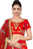 Red Zari Embroidered Silk Lehenga For Sangeet 