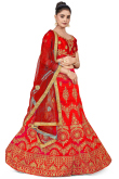 Red Zari Embroidered Silk Lehenga For Sangeet 
