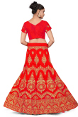 Red Zari Embroidered Silk Lehenga For Sangeet 