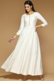 Taffeta Silk Eid Anarkali Churidar Suit in White Color