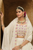 Resham Embroidered Georgette Off White Lehenga