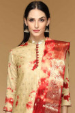 Resham Embroidered Light Golden Eid Patiala Suit