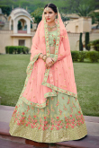 Net Pistachio Green Gota Patti Work Bridesmaid Wear Lehenga