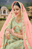 Net Pistachio Green Gota Patti Work Bridesmaid Wear Lehenga