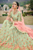 Net Pistachio Green Gota Patti Work Bridesmaid Wear Lehenga