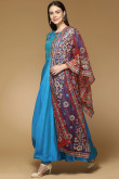 Banglori Silk Azure Blue Anarkali Suit With Resham Work