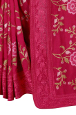 Resham Embroidered Soft Silk Ruby Pink Saree
