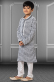 Party Wear Thread Embroidered Black Boy's Kurta Pajama in Georgette