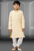 Resham Thread Embroidered Georgette Mustard Yellow Boy's Kurta Churidar