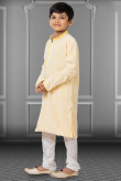 Resham Thread Embroidered Georgette Mustard Yellow Boy's Kurta Churidar