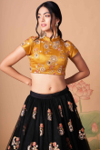 Resham Thread Embroidered Net Black Lehenga
