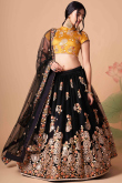 Resham Thread Embroidered Net Black Lehenga