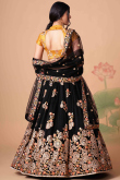 Resham Thread Embroidered Net Black Lehenga