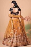 Net Mustard Yellow Sequins Embroidered Lehenga for Wedding 