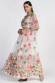 Resham Thread Embroidered Silk White Flared Style Lehenga