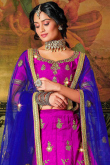 Zari Embroidered Art Silk Purple Lehenga