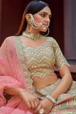 Georgette Pastel Green Embroidered Lehenga