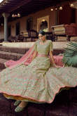 Georgette Pastel Green Embroidered Lehenga